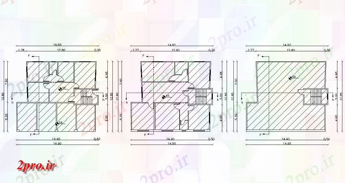 دانلود نقشه خانه های کوچک ، نگهبانی ، سازمانی - X 45 پا ویلایی تمام طرحی طبقه 12 در 14 متر (کد157597)