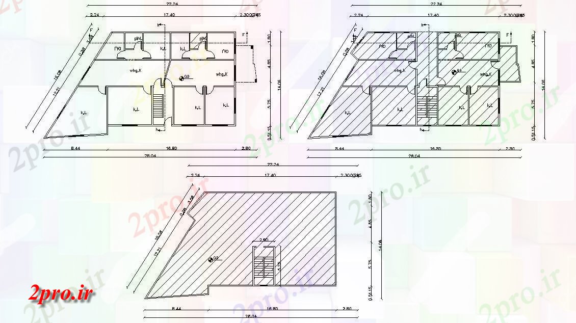 دانلود نقشه خانه های کوچک ، نگهبانی ، سازمانی - X 55 'پا G + 1 ویلایی طراحی معماری طرح 14 در 28 متر (کد157598)