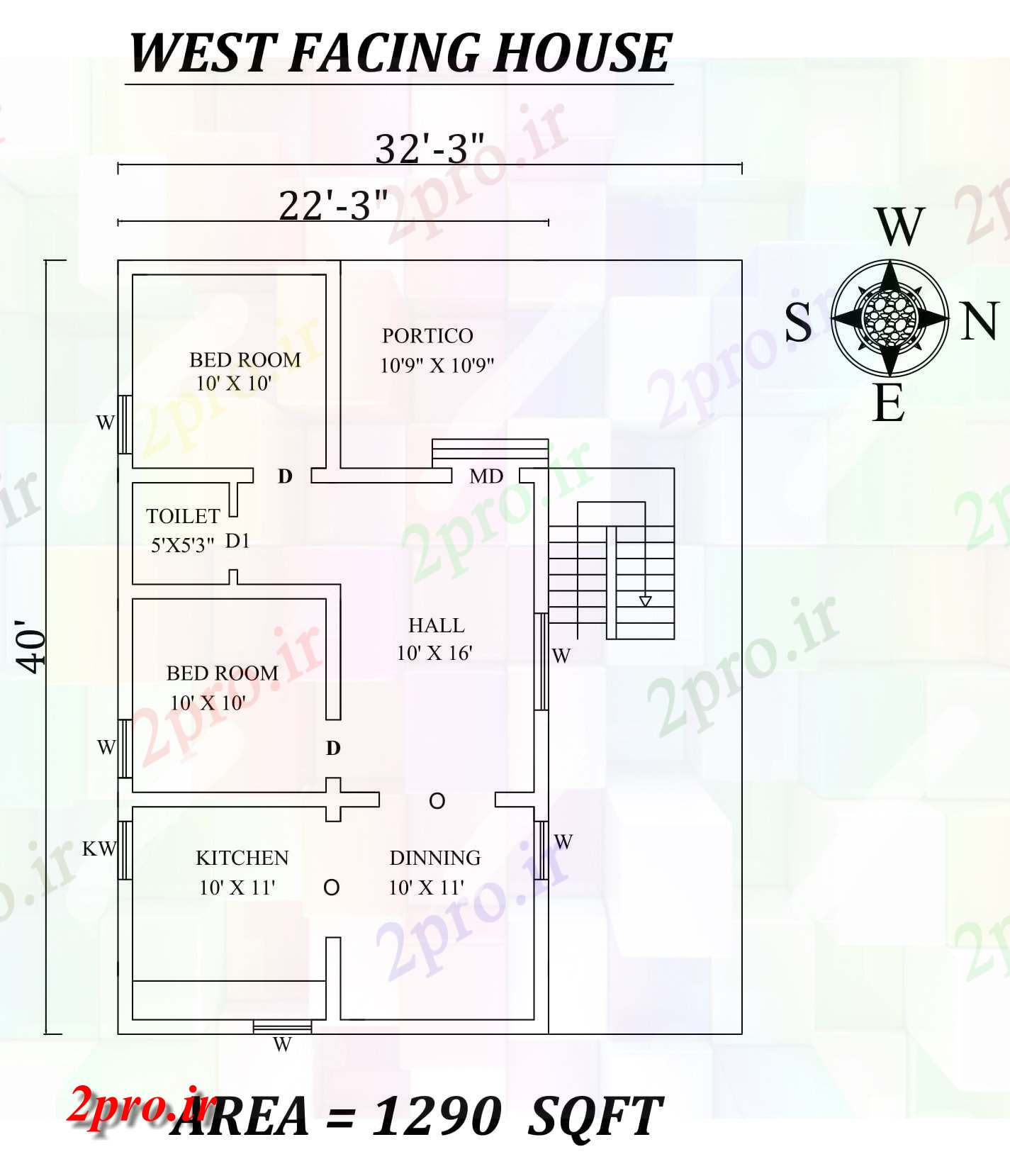 دانلود نقشه مسکونی ، ویلایی ، آپارتمان 3 X40 2bhk شگفت غرب مواجه خانه طرحی به عنوان در هر Vastu را Shastra و جزئیات پی دی اف 6 در 11 متر (کد157603)