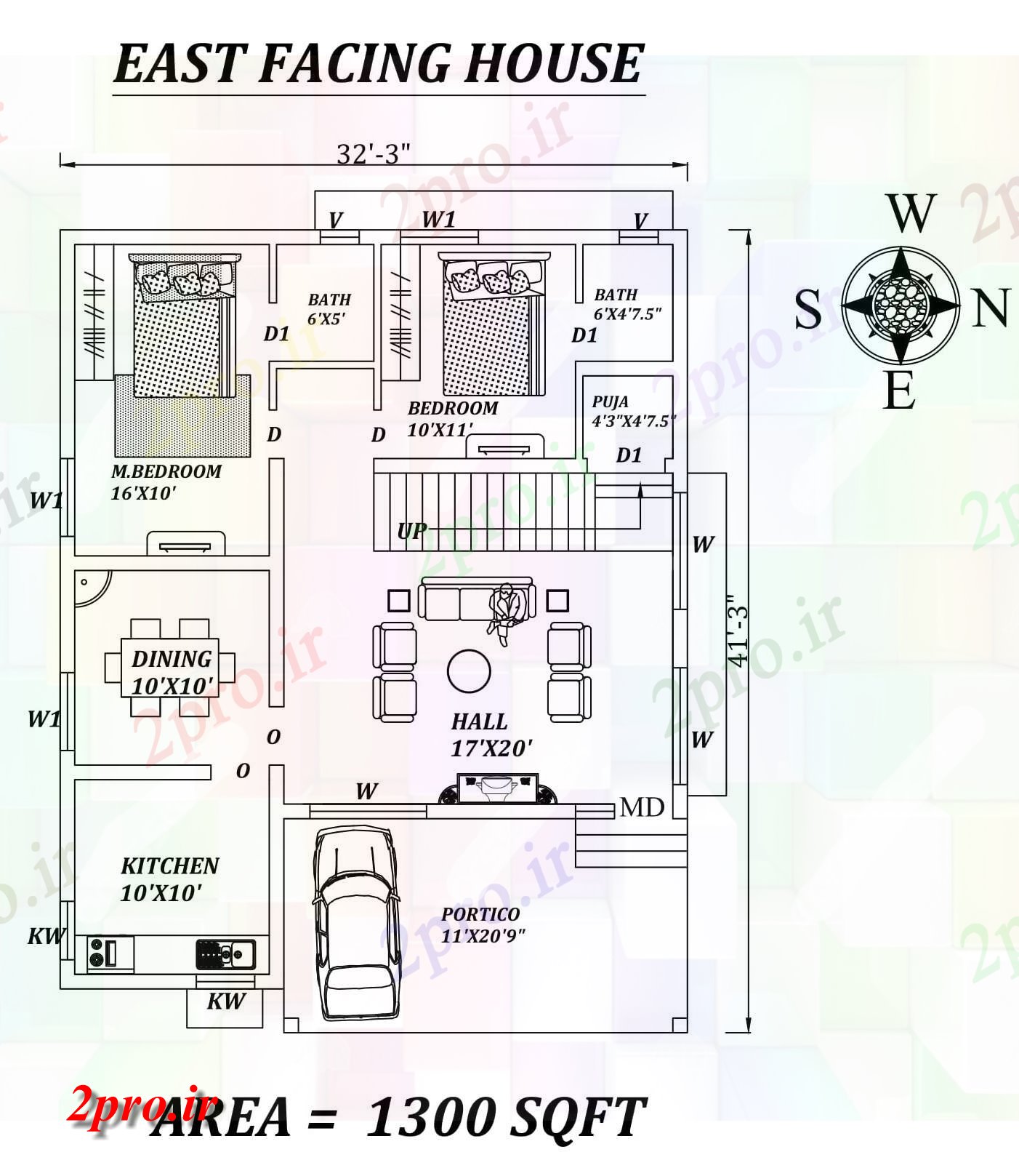 دانلود نقشه مسکونی ، ویلایی ، آپارتمان 3 X41'3 شگفت انگیز به طور کامل مبله 2bhk شرق مواجه طرحی مجلس طرحی به عنوان پستها در طول Vastu Shastra هستند اتوکد و جزئیات پی دی اف 10 در 10 متر (کد157606)