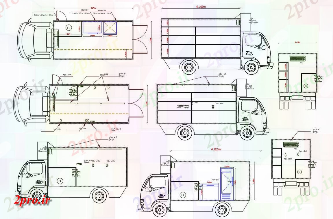 دانلود نقشه بلوک وسایل نقلیه بستنی ون خودرو  Bloks در طراحی (کد157618)