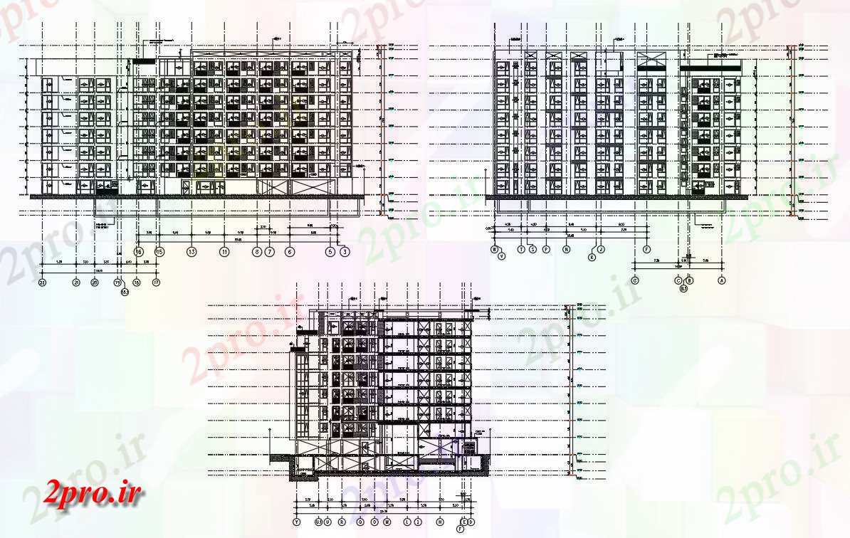 دانلود نقشه هتل - رستوران - اقامتگاه  معماری هتل ساختمان بخش نشیمن  (کد157636)