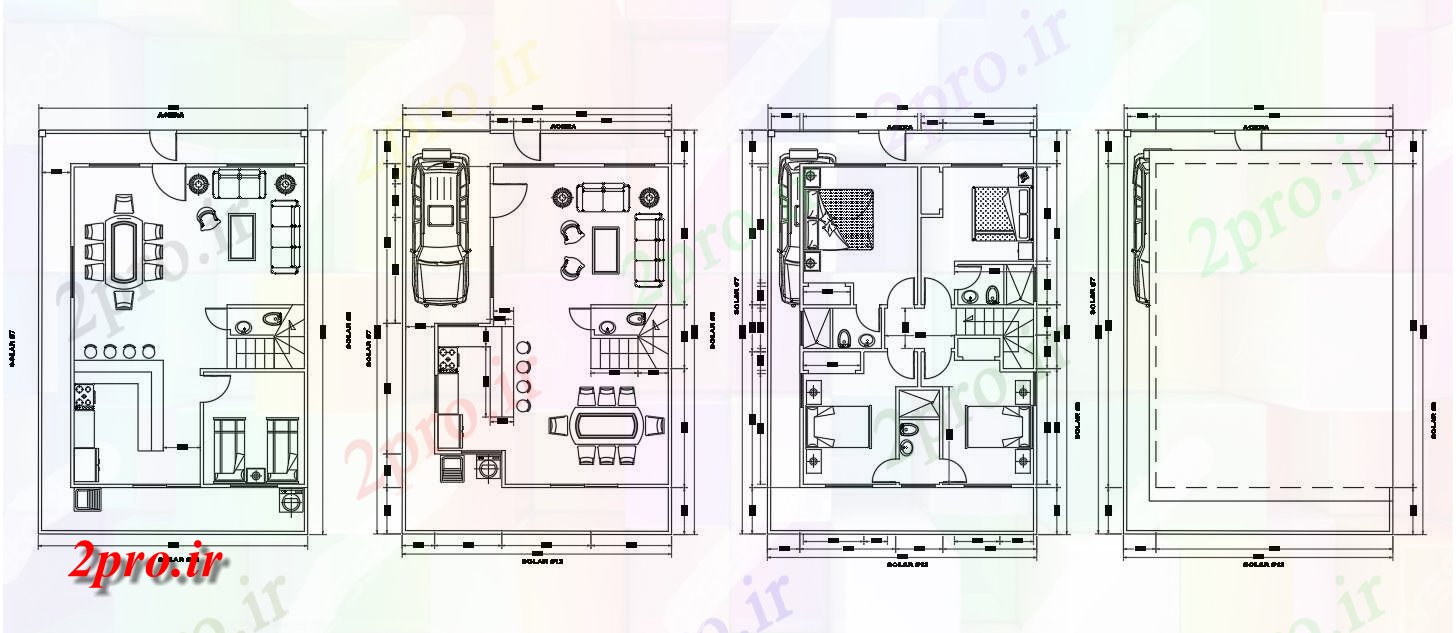 دانلود نقشه مسکونی ، ویلایی ، آپارتمان BHK خانه مبلمان طرحی نشیمن 7 در 9 متر (کد157653)