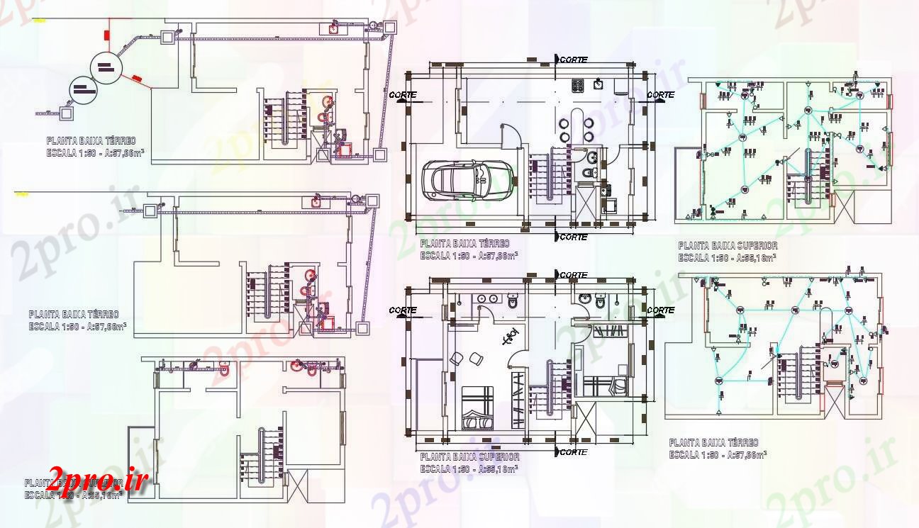 دانلود نقشه مسکونی ، ویلایی ، آپارتمان BHK خانه مبلمان طرحی با برق و لوله کشی طرح 6 در 9 متر (کد157673)