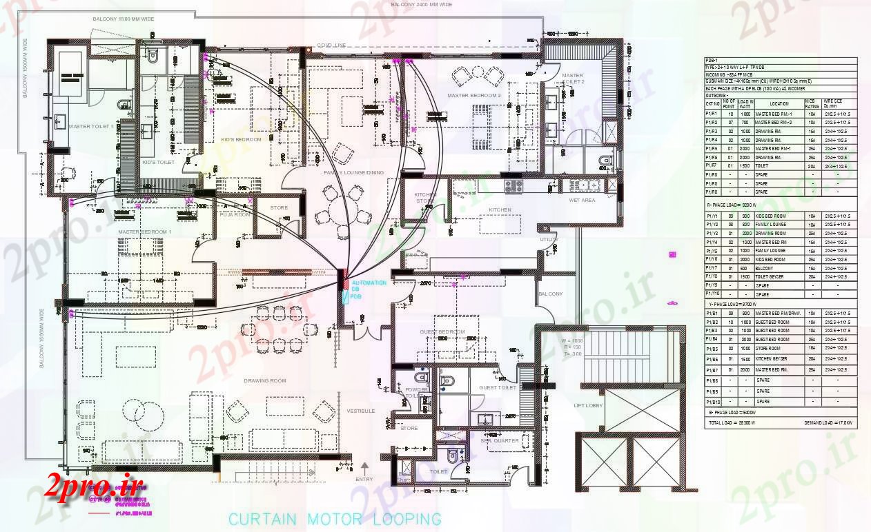 دانلود نقشه مسکونی ، ویلایی ، آپارتمان BHK خانه مبلمان 18 در 25 متر (کد157686)