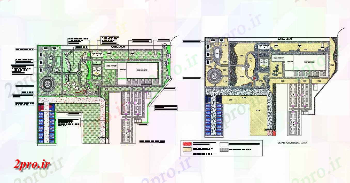 دانلود نقشه طراحی پارک - محوطه - باغ گل گیاهان باغ 72 در 72 متر (کد157757)