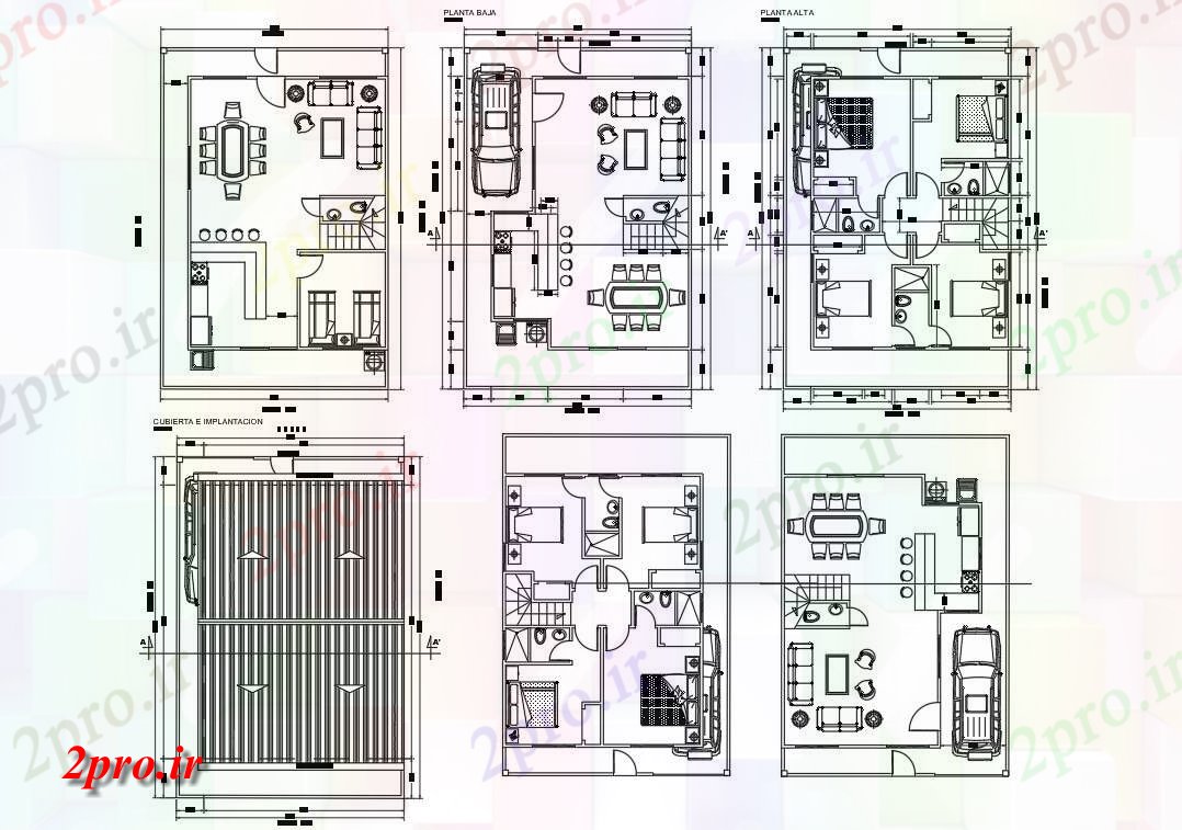 دانلود نقشه مسکونی ، ویلایی ، آپارتمان BHK خانه مبلمان 6 در 9 متر (کد157787)