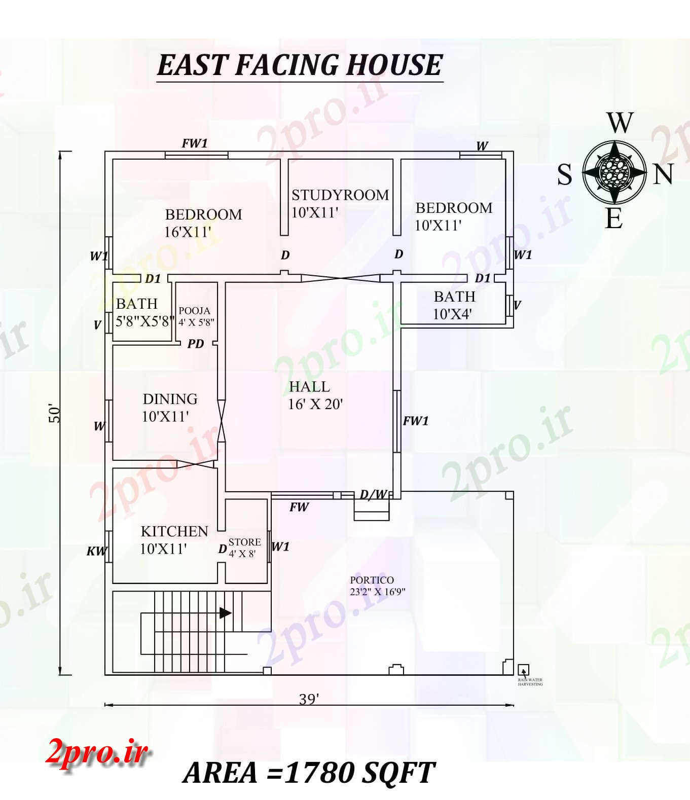 دانلود نقشه مسکونی ، ویلایی ، آپارتمان X50، 2bhk شگفت انگیز شرق مواجه طرحی مجلس طرحی به عنوان پستها در طول Vastu Shastra هستند اتوکد و جزئیات پی دی اف 11 در 12 متر (کد157801)