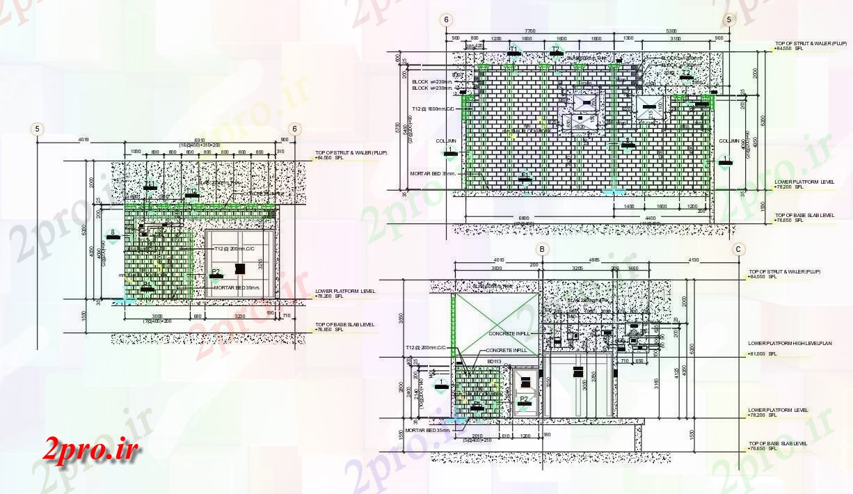 دانلود نقشه بلوک در و نرده های دیوار آجر مصالح ساختمانی دیوار نما (کد157821)