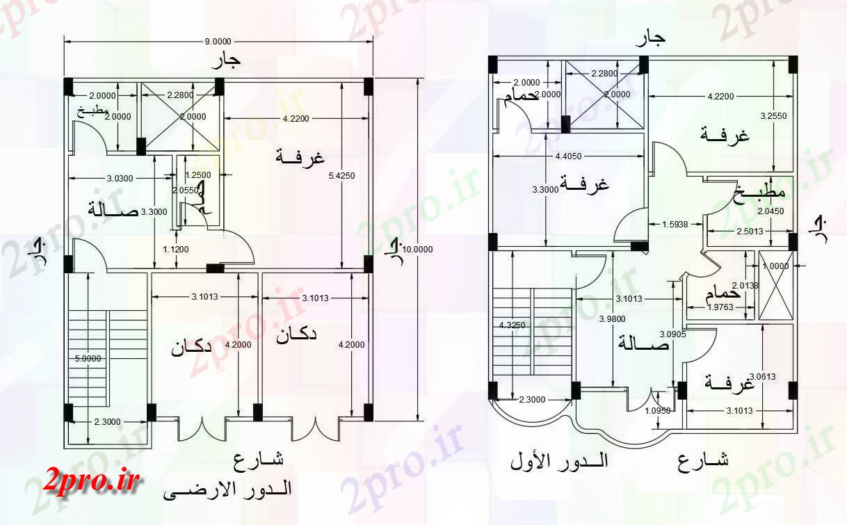 دانلود نقشه مسکونی ، ویلایی ، آپارتمان X 10 متر حجم توطئه خانه طرحی 9 در 10 متر (کد157828)