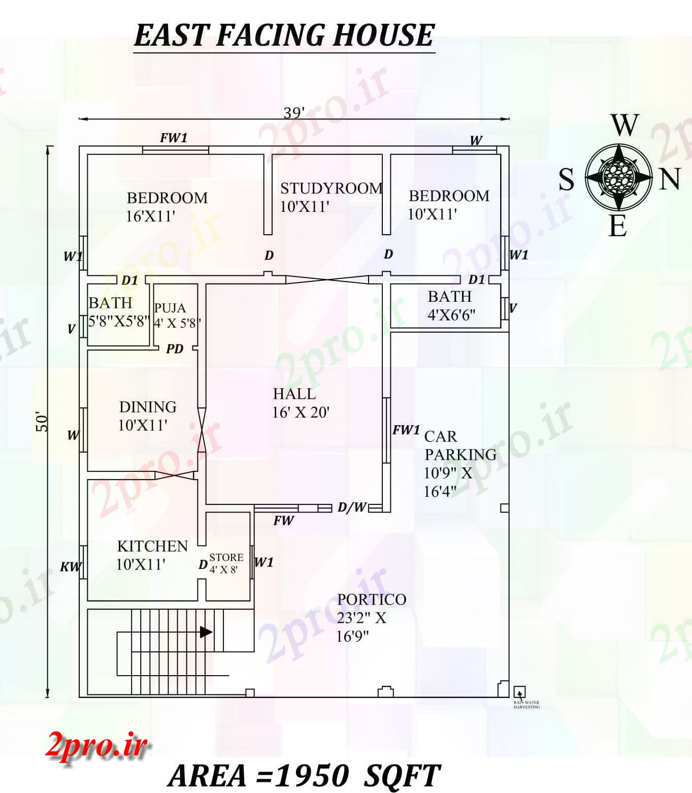 دانلود نقشه مسکونی ، ویلایی ، آپارتمان X50، 2bhk فوق العاده شرق مواجه خانه طرحی به عنوان در هر Vastu Shastra هستند، اتوکد و جزئیات پی دی اف 11 در 12 متر (کد157847)