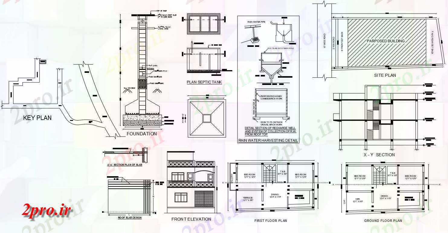 دانلود نقشه مسکونی ، ویلایی ، آپارتمان BHK خانه پروژه با کلید طرحی نشیمن 6 در 11 متر (کد157850)