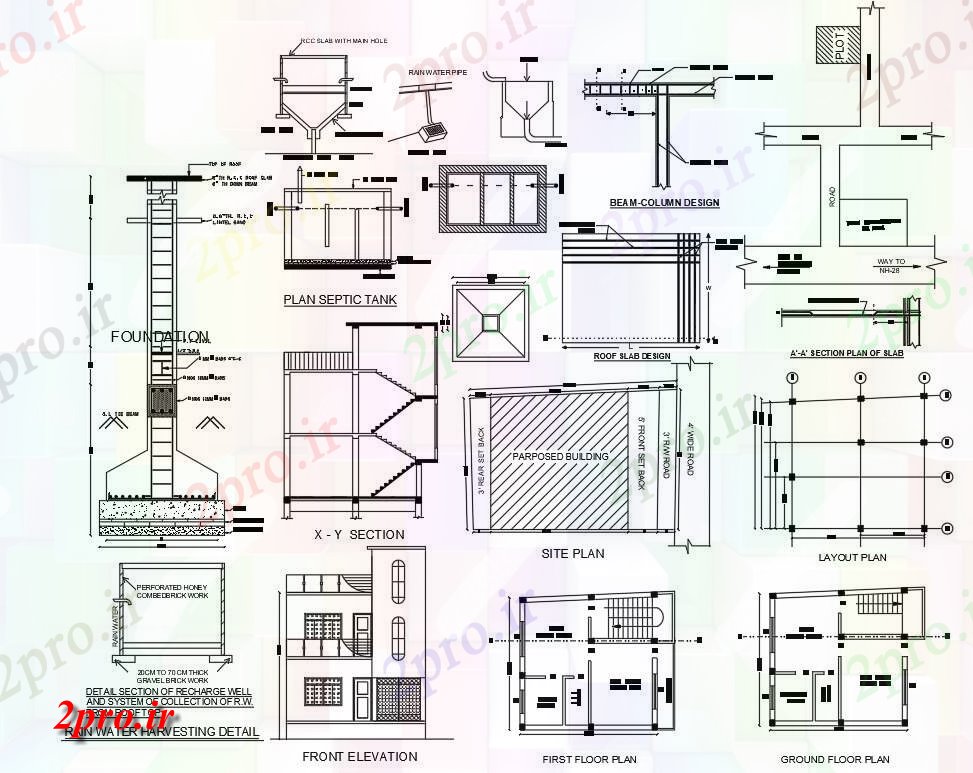 دانلود نقشه مسکونی  ، ویلایی ، آپارتمان  BHK مسکن طرحی نشیمن  (کد157873)