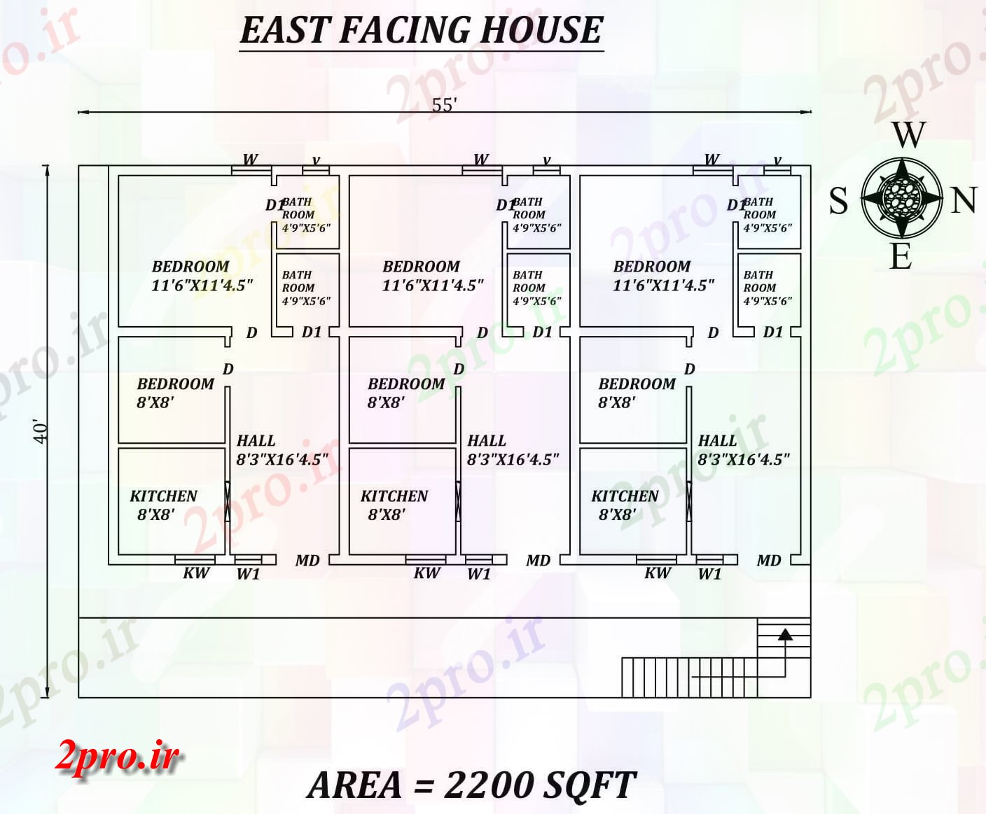 دانلود نقشه مسکونی ، ویلایی ، آپارتمان X40، 2bhk عالی شرق مواجه ردیف خانه طرحی به عنوان در هر Vastu Shastra هستند، اتوکد و جزئیات پی دی اف 8 در 15 متر (کد157883)