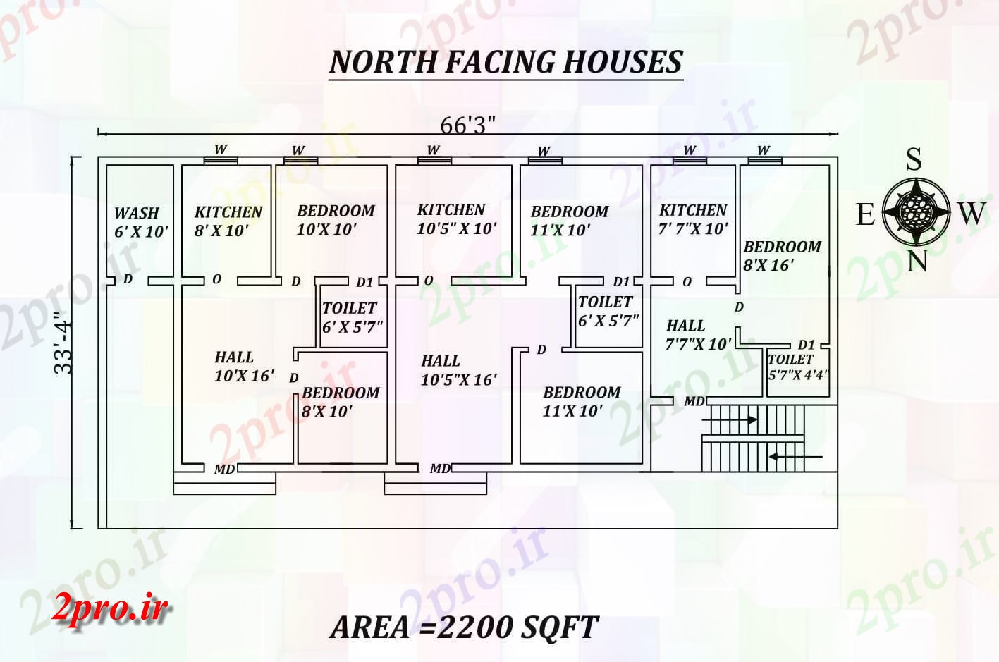 دانلود نقشه مسکونی ، ویلایی ، آپارتمان 3 X33'4 شگفت انگیز شمالی طرحی 2bhk خانه ردیف به عنوان در هر Vastu Shastra هستند، اتوکد و جزئیات پی دی اف 8 در 18 متر (کد157884)