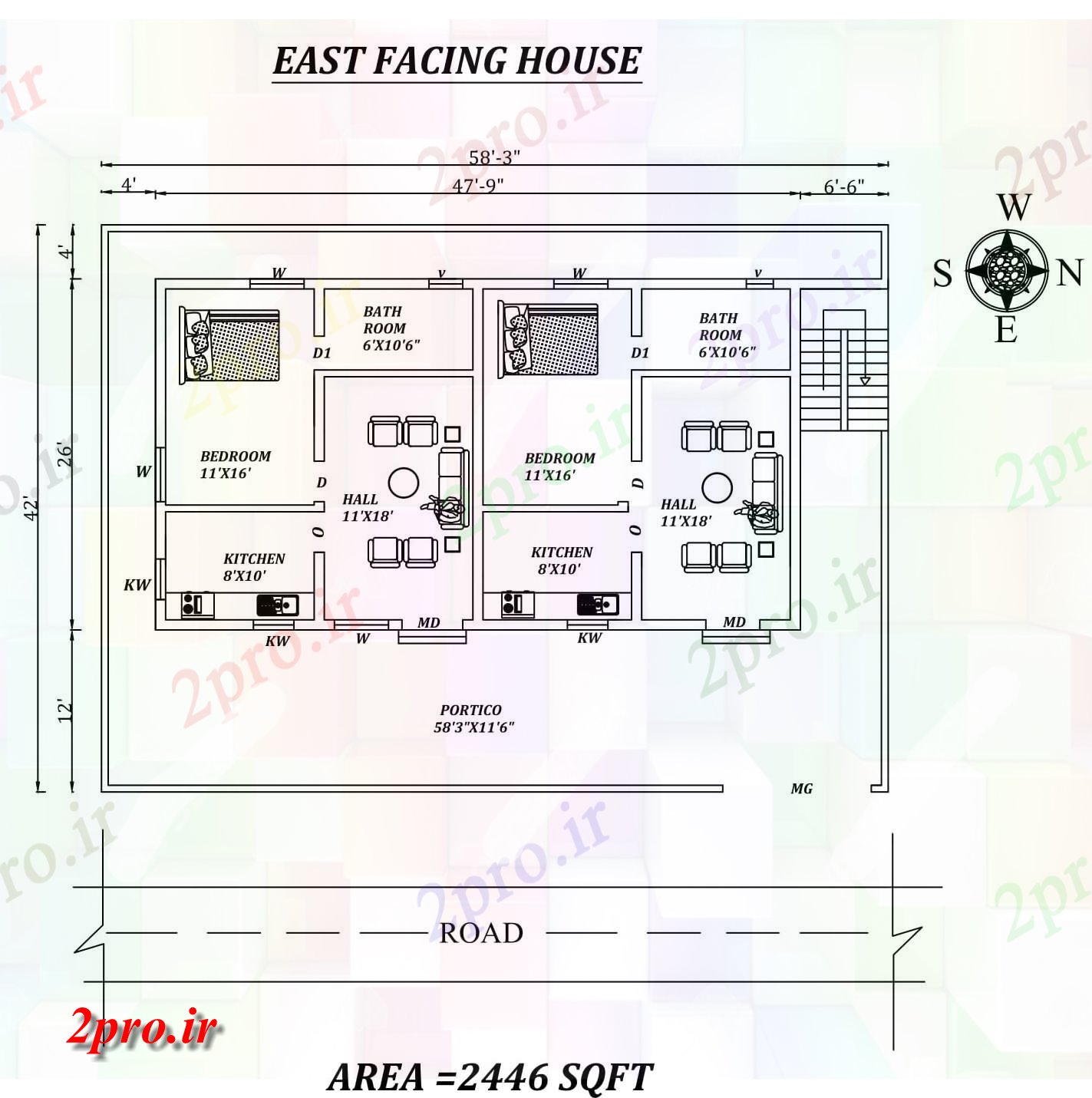 دانلود نقشه مسکونی ، ویلایی ، آپارتمان 3 تنها BHK شرق X42، مواجه خانه طرحی به عنوان در هر Vastu Shastra هستند، اتوکد و جزئیات پی دی اف 7 در 14 متر (کد157933)