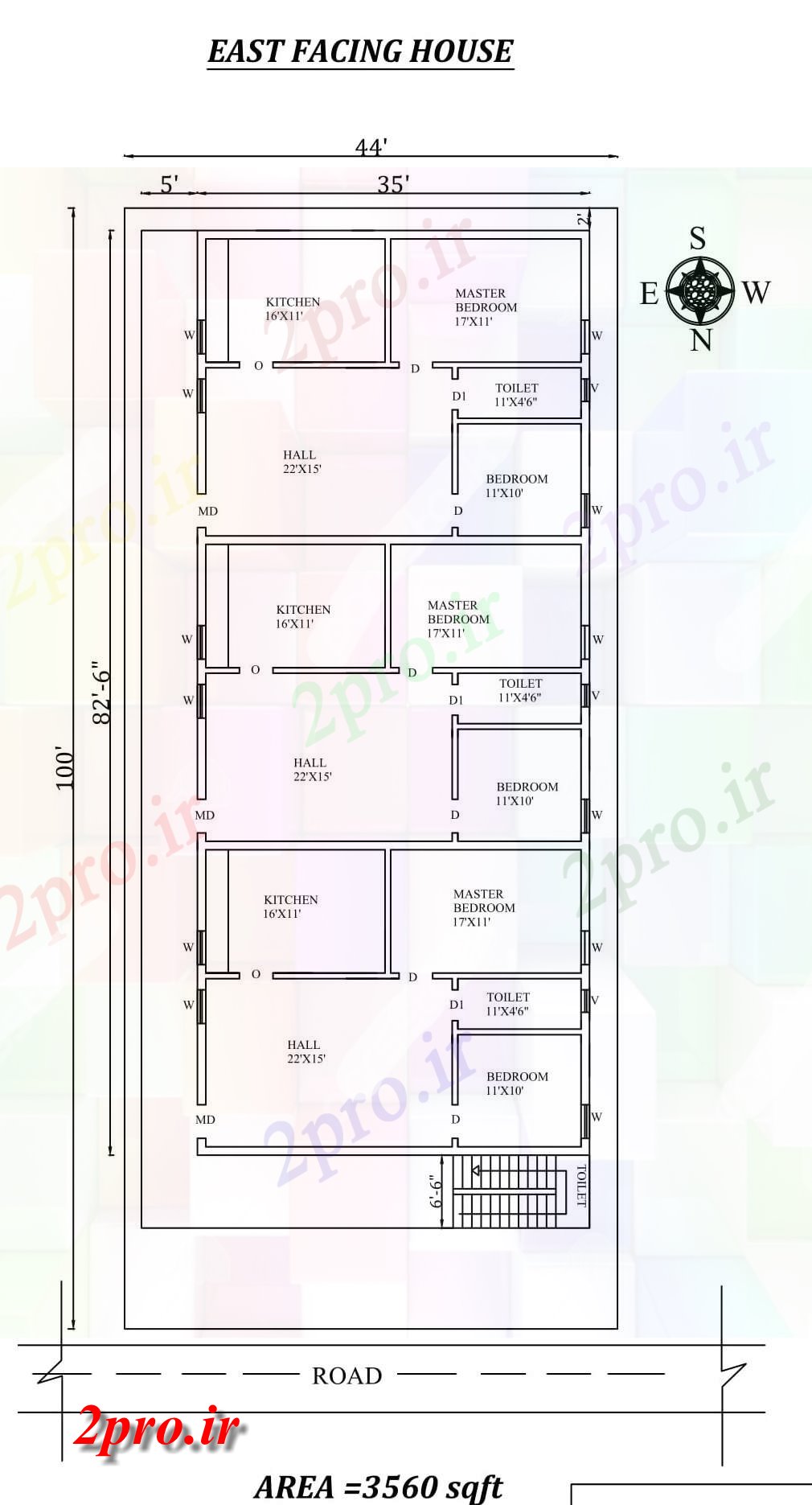 دانلود نقشه مسکونی ، ویلایی ، آپارتمان X100، کامل 2bhk شرق مواجه ردیف Trible خانه طرحی به عنوان در هر Vastu Shastra هستند، اتوکد و جزئیات پی دی اف 10 در 23 متر (کد157957)