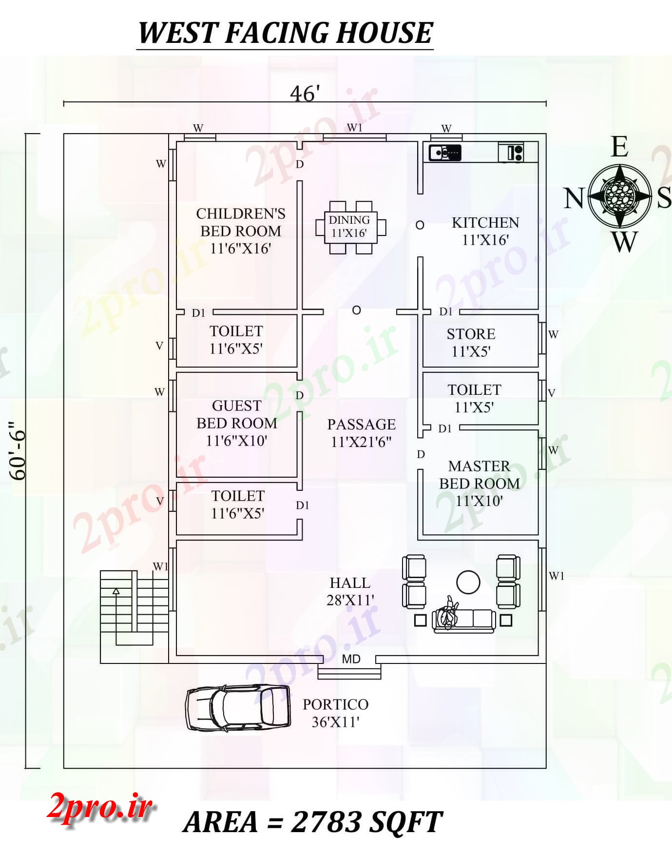 دانلود نقشه مسکونی ، ویلایی ، آپارتمان X 60'6 Amazing3bhk غرب مواجه خانه طرحی به عنوان در هر Vastu Shastra هستند، اتوکد و جزئیات پی دی اف 10 در 15 متر (کد157960)