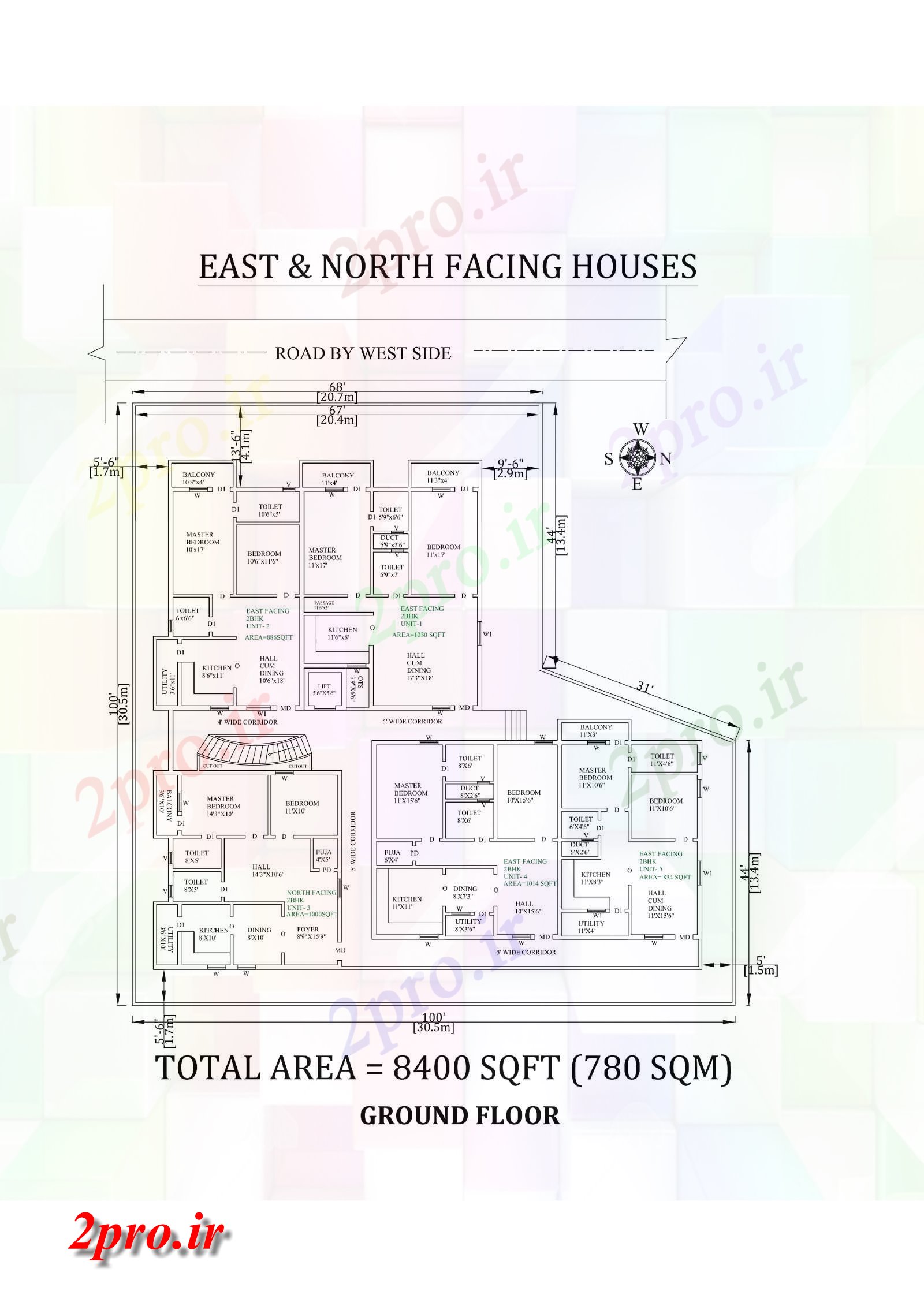 دانلود نقشه مسکونی ، ویلایی ، آپارتمان X100، کامل 2bhk شرق و شمالی آپارتمان خانه طرحی به عنوان در هر Vastu Shastra هستند اتوکد و جزئیات پی دی اف 24 در 26 متر (کد157969)