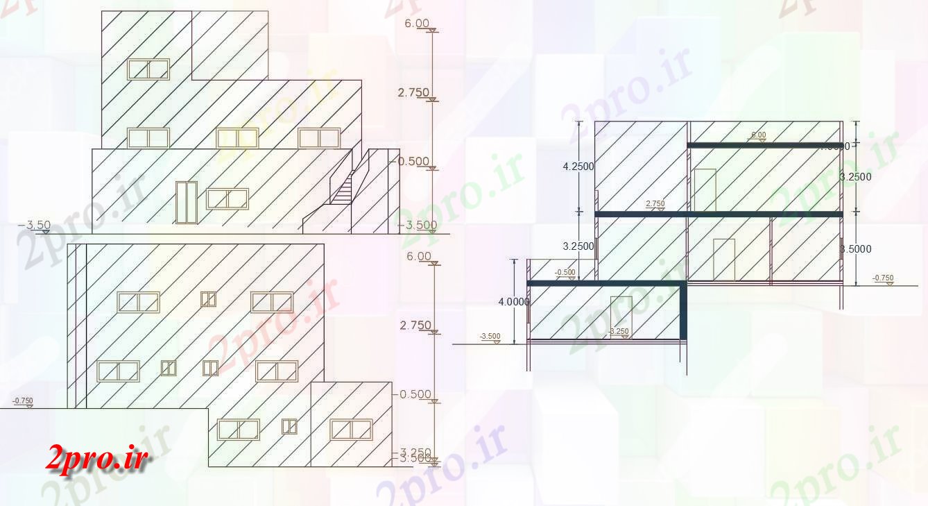 دانلود نقشه مسکونی  ، ویلایی ، آپارتمان   ویلایی بخش ساختمان و نما طراحی (کد157981)