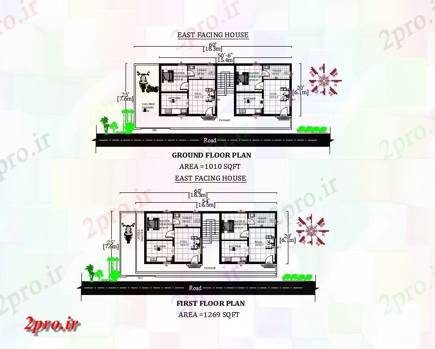 دانلود نقشه مسکونی ، ویلایی ، آپارتمان X25، BHK عالی تک شرق مواجه زمین و طرحی خانه طبقه اول به عنوان در هر Vastu Shastra هستند، اتوکد و جزئیات پی دی اف 6 در 16 متر (کد157988)