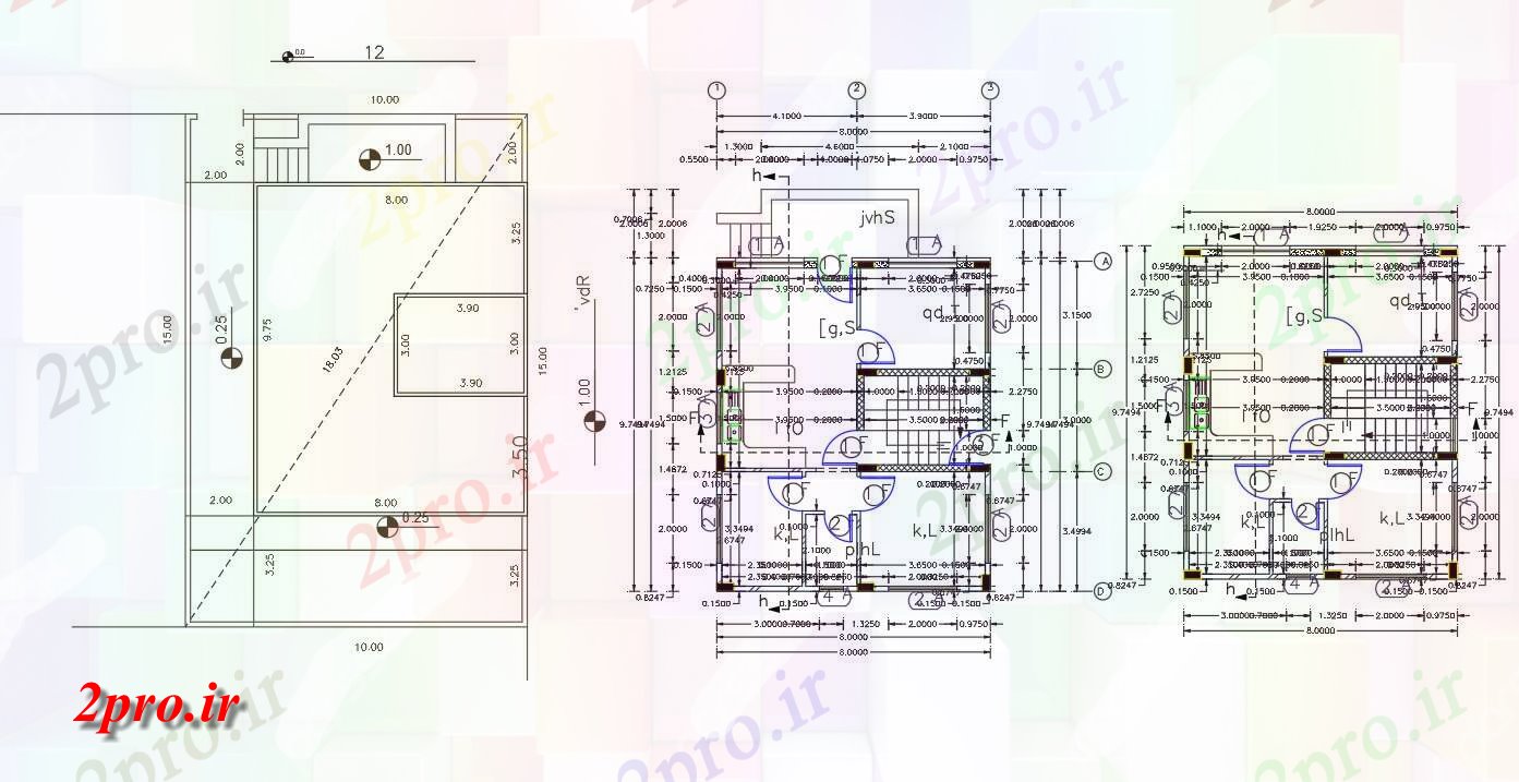 دانلود نقشه مسکونی ، ویلایی ، آپارتمان X 32 مجلس طرحی با مرکز خط 8 در 9 متر (کد157995)