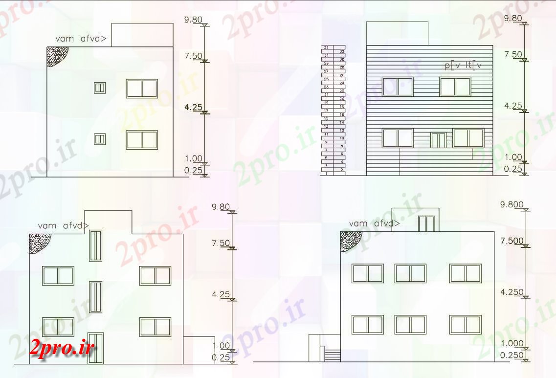 دانلود نقشه مسکونی  ، ویلایی ، آپارتمان  فوت مربع ساختمان خانه نمای طراحی (کد157996)