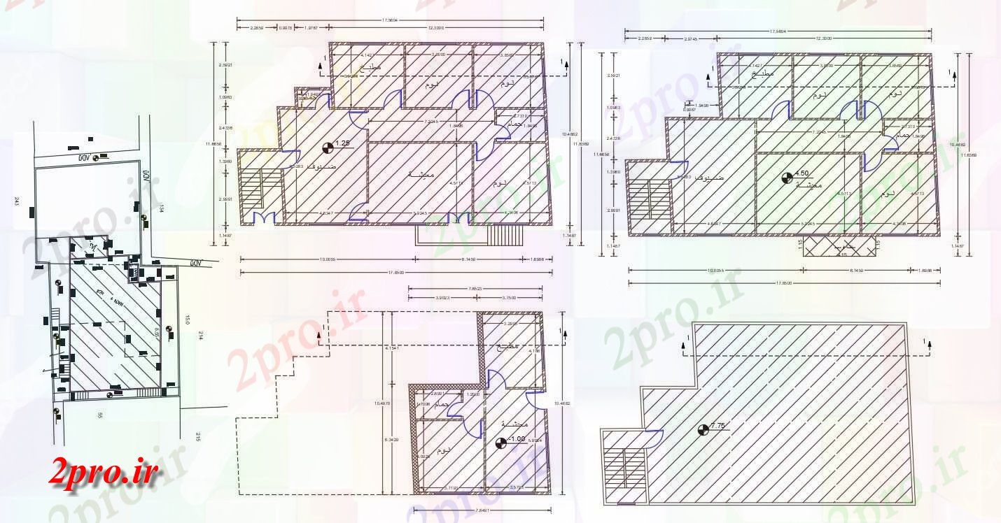 دانلود نقشه مسکونی ، ویلایی ، آپارتمان X 57 چند خانواده مسکن 10 در 17 متر (کد158002)