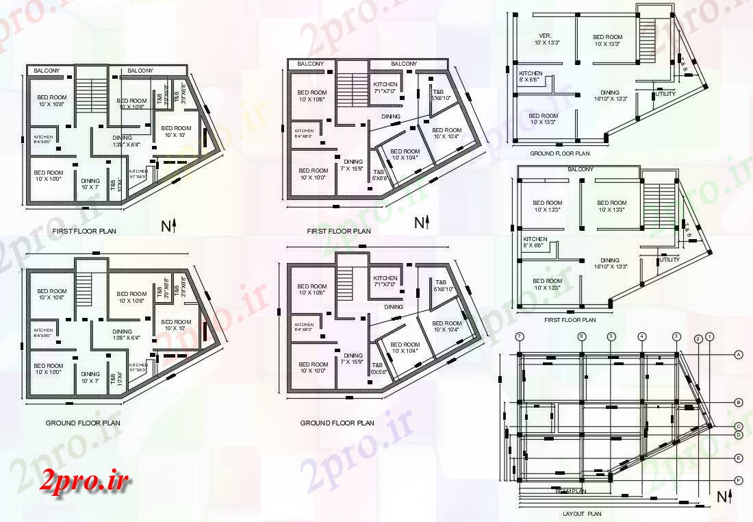 دانلود نقشه مسکونی  ، ویلایی ، آپارتمان  BHK آپارتمان   طرحی طبقه نشیمن  (کد158008)