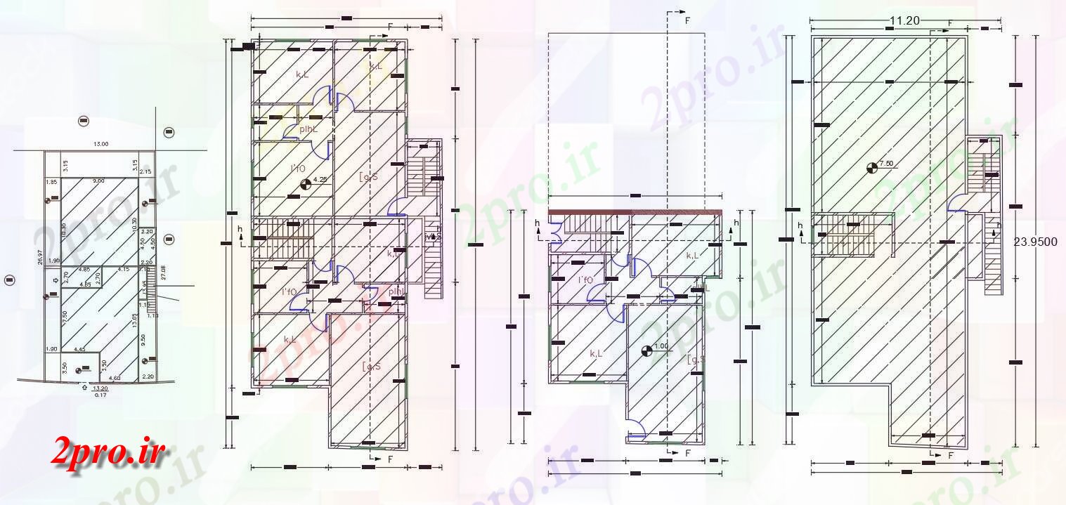 دانلود نقشه مسکونی ، ویلایی ، آپارتمان BHK چند خانواده خانه طرحی طبقه نشیمن 11 در 23 متر (کد158031)