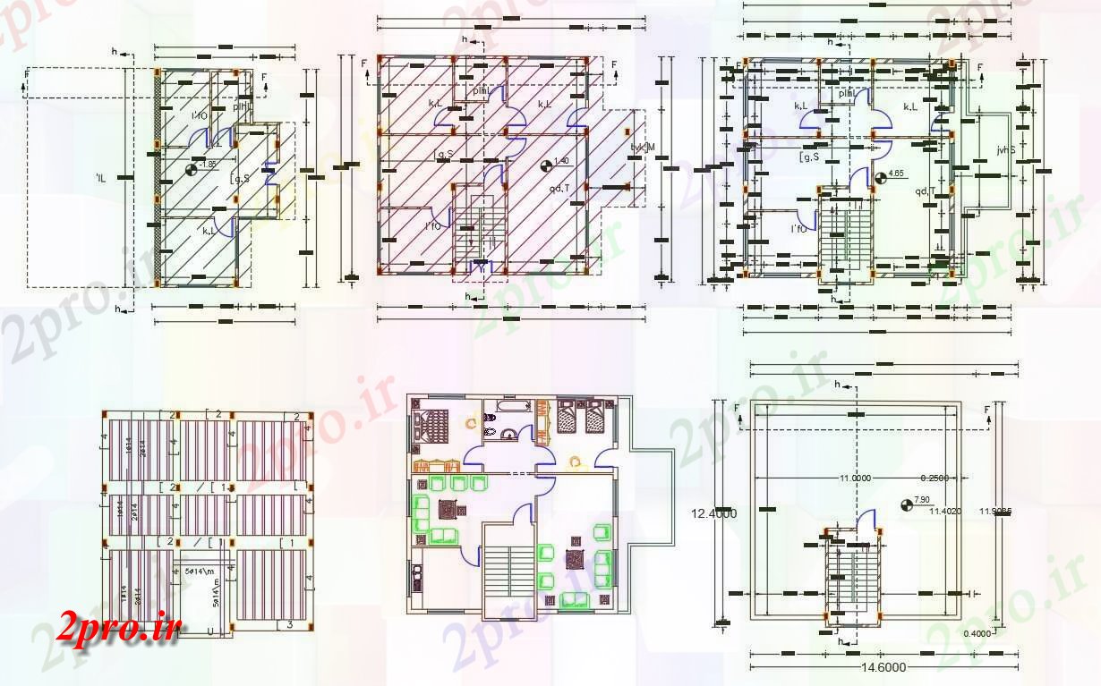 دانلود نقشه مسکونی ، ویلایی ، آپارتمان X 48 طرحی خانه 12 در 14 متر (کد158040)