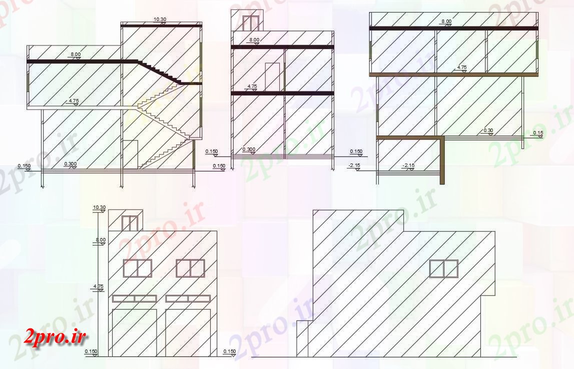 دانلود نقشه مسکونی  ، ویلایی ، آپارتمان  فروشگاه با ساختمان خانه بخشی نمای  نشیمن (کد158047)