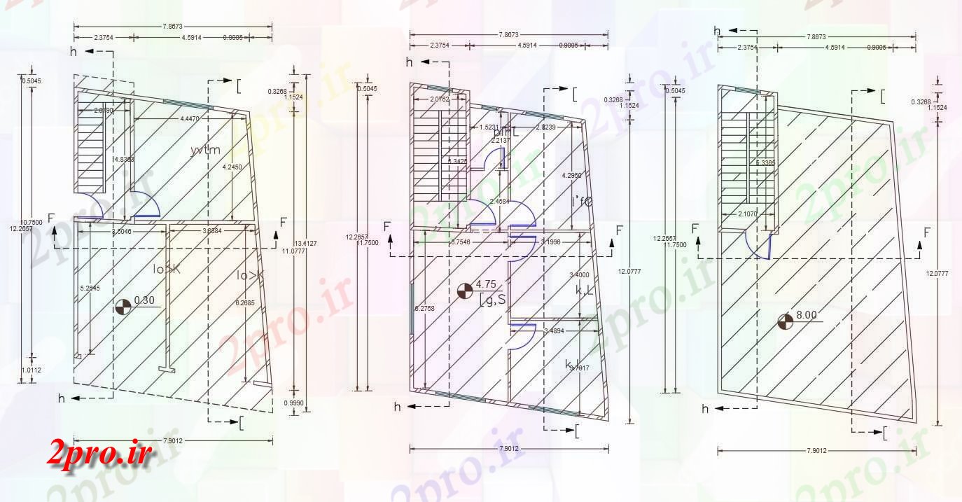 دانلود نقشه مسکونی ، ویلایی ، آپارتمان BHK خانه با فروشگاه طرحی طبقه به 7 در 12 متر (کد158048)