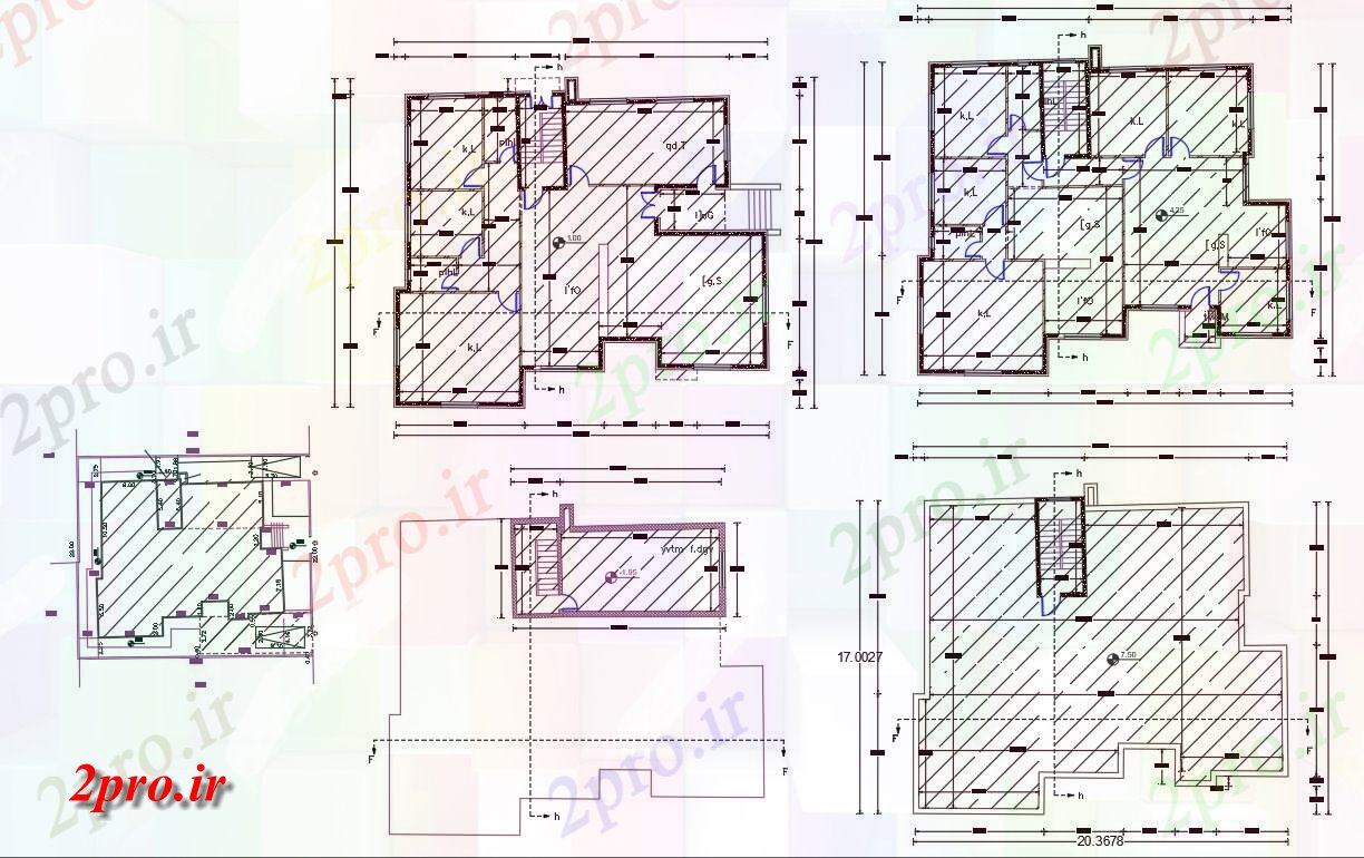 دانلود نقشه مسکونی ، ویلایی ، آپارتمان X 67 فوت 3 BHK چند خانواده خانه طرحی طبقه 17 در 20 متر (کد158049)