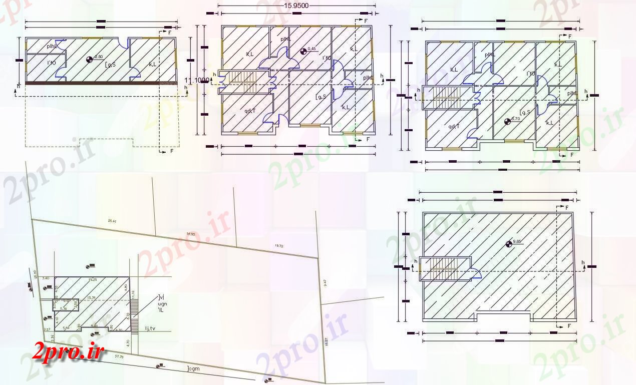 دانلود نقشه مسکونی ، ویلایی ، آپارتمان X 52 فوت 3 BHK چند خانواده خانه طرحی 11 در 15 متر (کد158056)