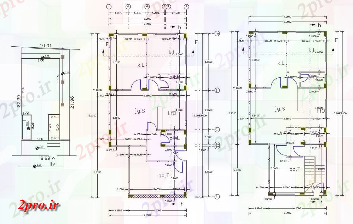 دانلود نقشه مسکونی ، ویلایی ، آپارتمان X 22 متر دو خوابه خانه 7 در 16 متر (کد158065)