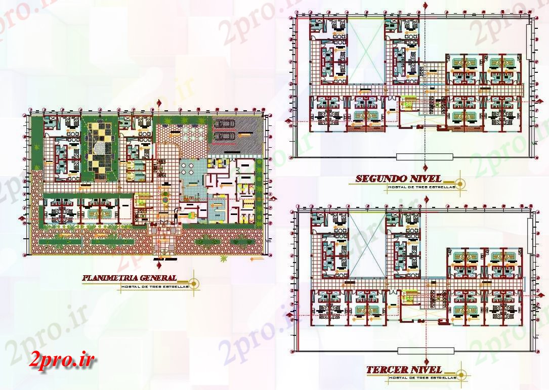 دانلود نقشه هتل - رستوران - اقامتگاه معماری هتل برنامه ریزی و مبلمان طراحی طرحی 30 در 50 متر (کد158146)
