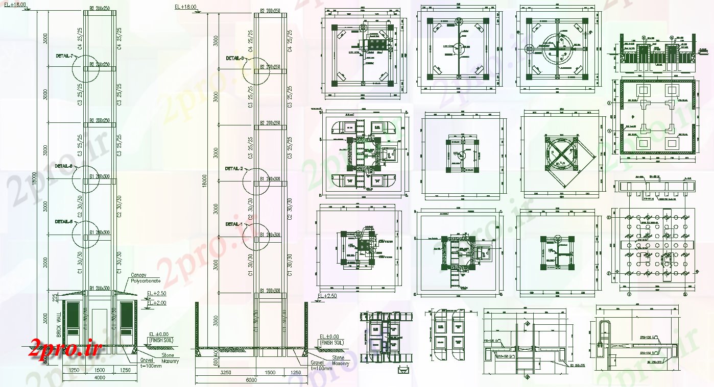 دانلود نقشه طراحی جزئیات تقویت کننده طراحی  از تار برج آب،  (کد158149)