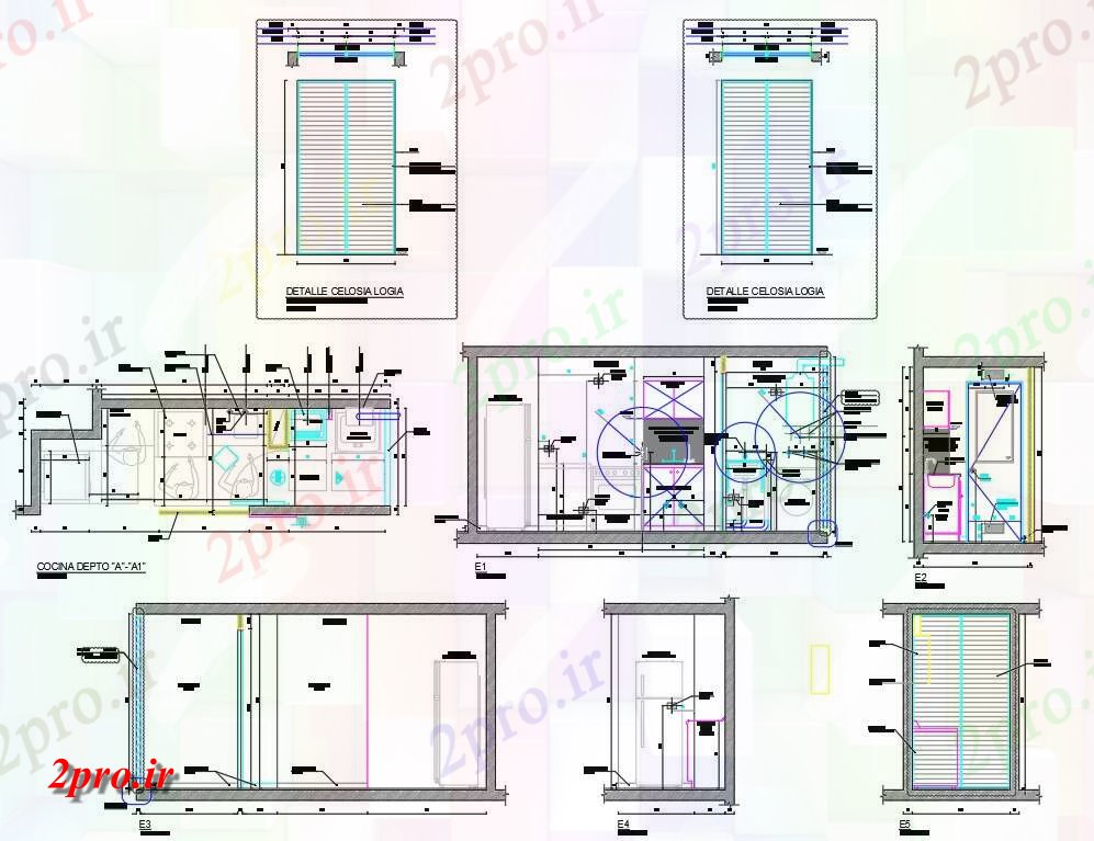 دانلود نقشه آشپزخانه طراحی مدولار آشپزخانه  (کد158171)