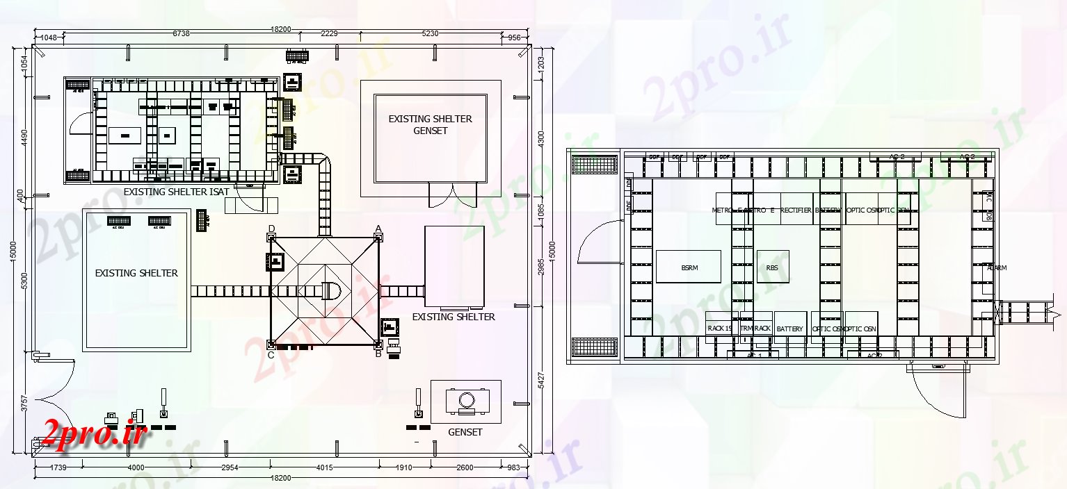 دانلود نقشه تاسیسات برق اتصال برج اتاق الکتریکی طرحی طراحی برای در دسترس 15 در 18 متر (کد158217)