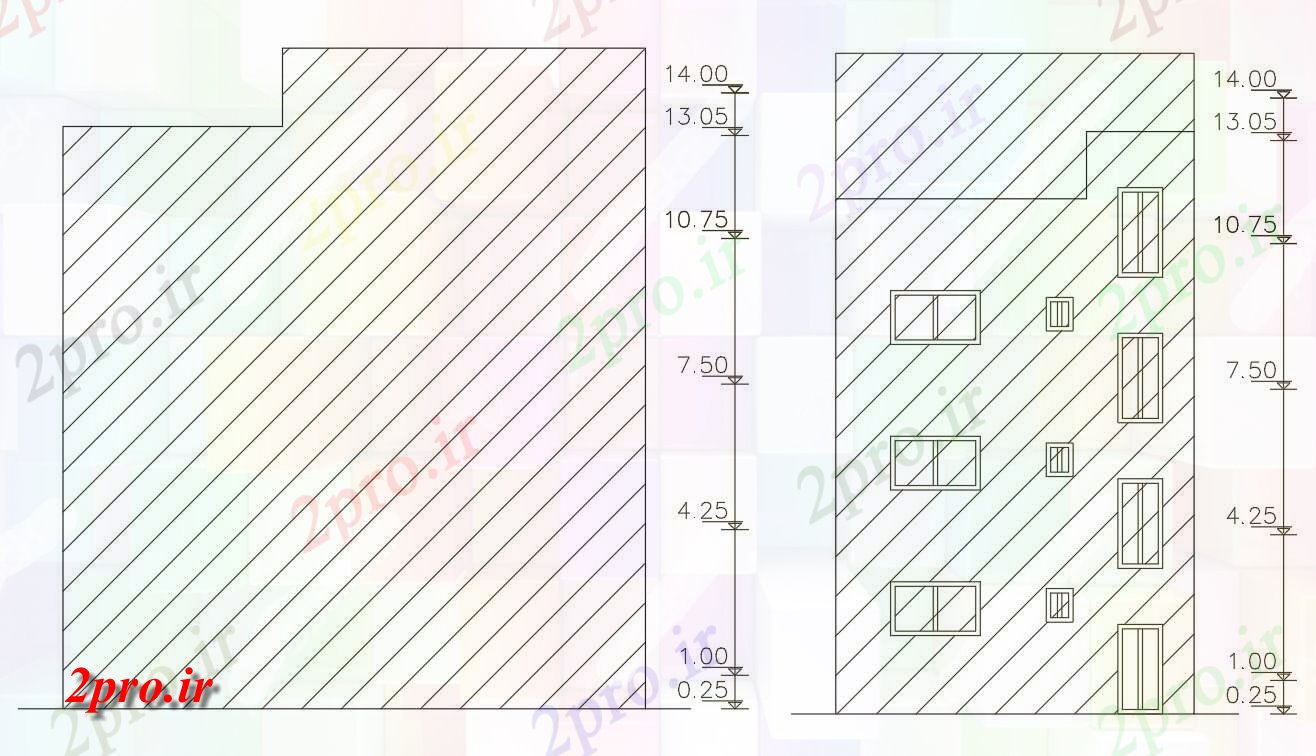 دانلود نقشه مسکونی  ، ویلایی ، آپارتمان  متر مربع آپارتمان   نمای (کد158229)