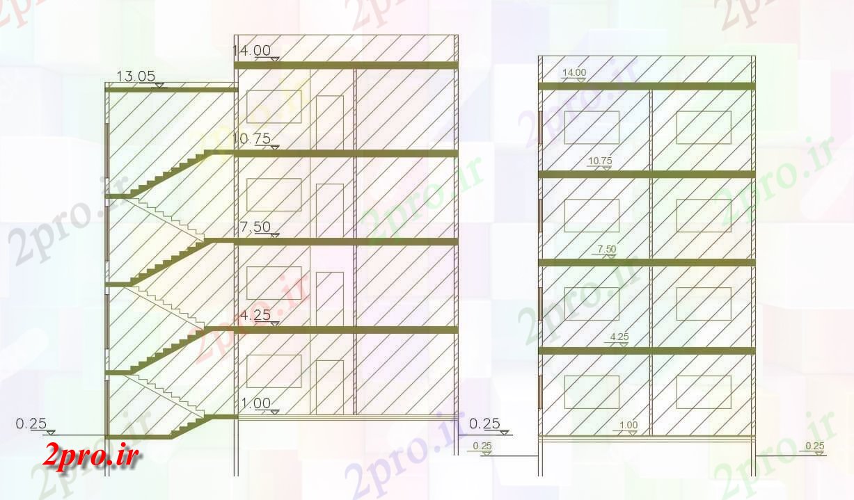 دانلود نقشه مسکونی  ، ویلایی ، آپارتمان  میدان MTR آپارتمان   ساختمان بخش نشیمن  (کد158230)