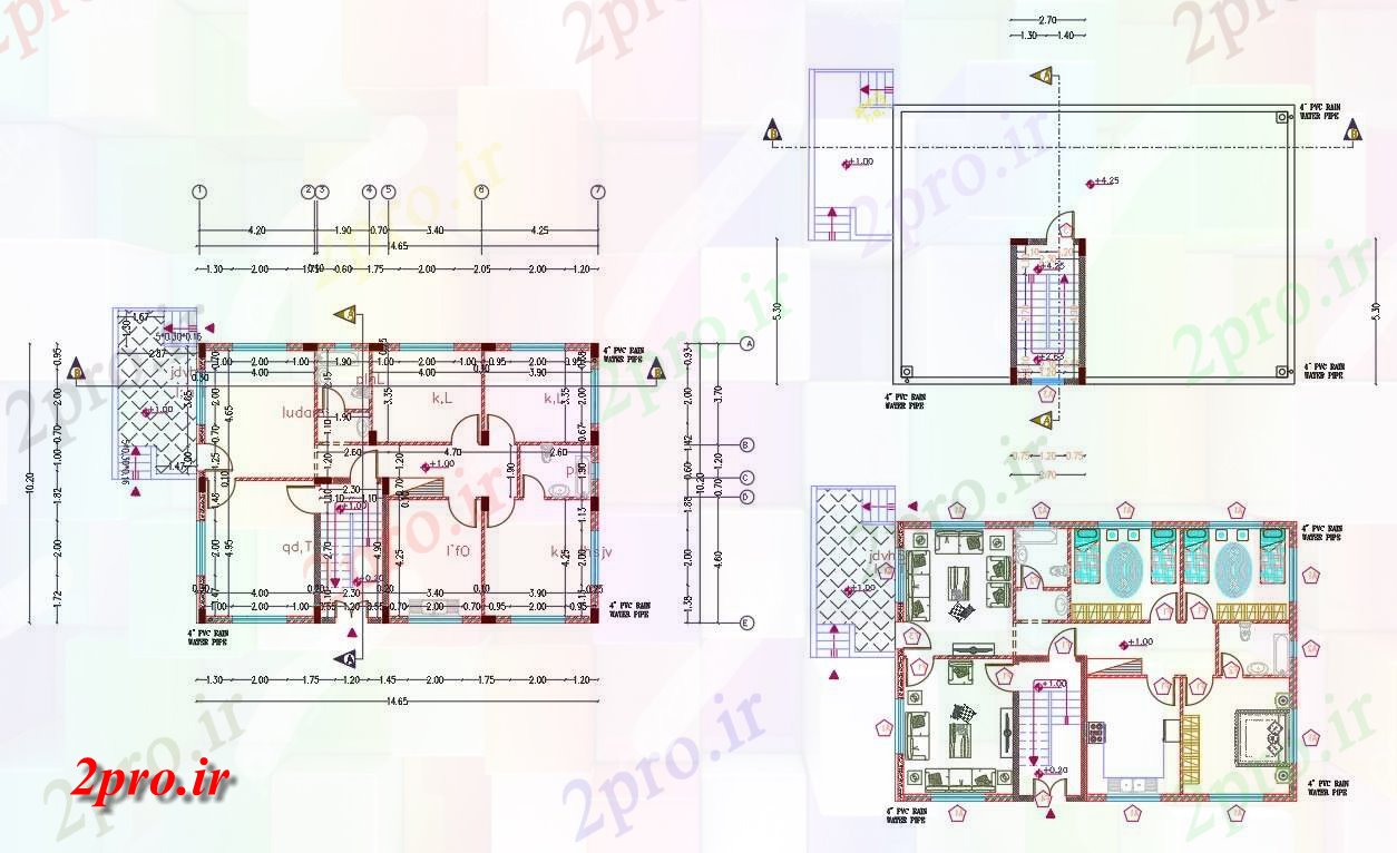 دانلود نقشه مسکونی ، ویلایی ، آپارتمان Mtr X 15Mtr خانه مبلمان طرحی 10 در 14 متر (کد158239)