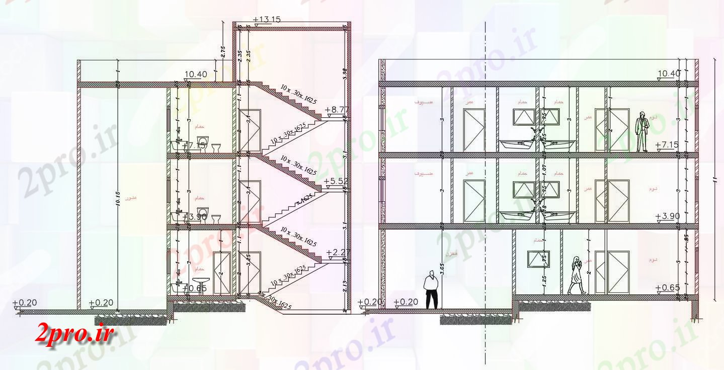 دانلود نقشه مسکونی  ، ویلایی ، آپارتمان  طبقه طبقه آپارتمان   ساختمان بخش نشیمن  (کد158246)