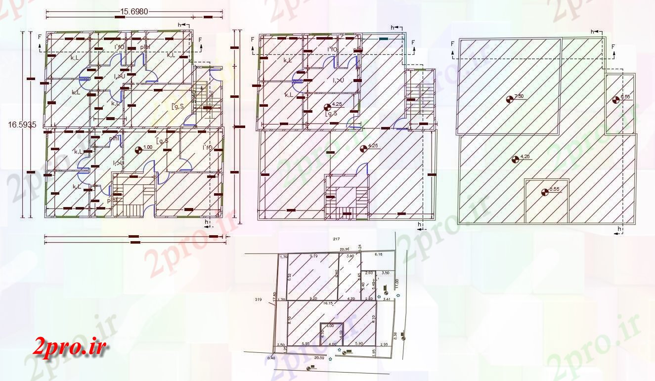 دانلود نقشه مسکونی  ، ویلایی ، آپارتمان  X 16 متر آپارتمان   خانه طرحی طبقه   (کد158256)