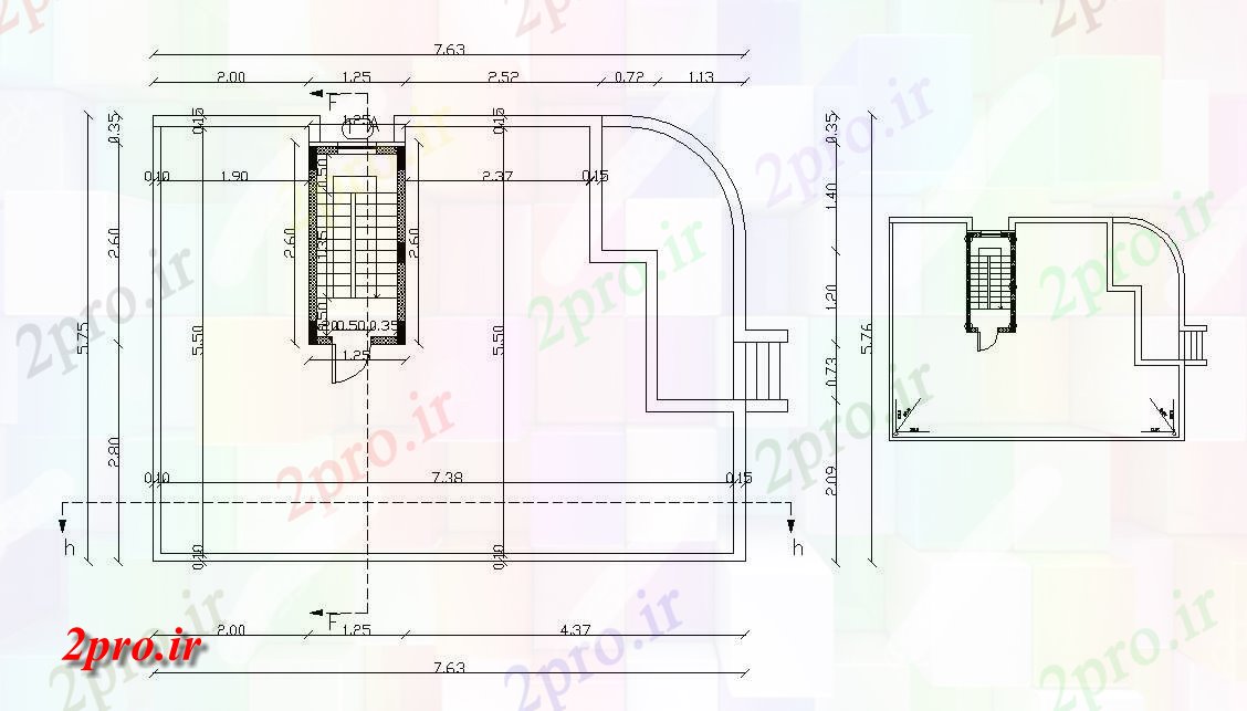 دانلود نقشه خانه های کوچک ، نگهبانی ، سازمانی - X 575 متر سایت طرحی و تراس طبقه 5 در 7 متر (کد158271)