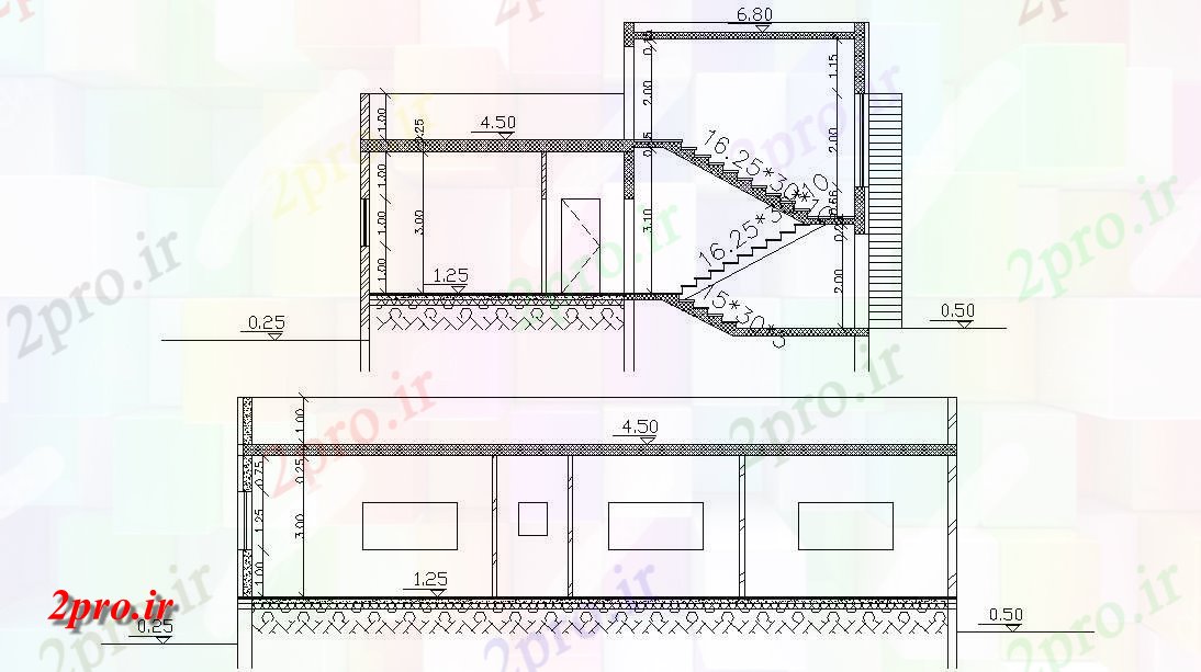 دانلود نقشه خانه های کوچک ، نگهبانی ، سازمانی - یک طبقه طرحی بندی بخش    (کد158274)