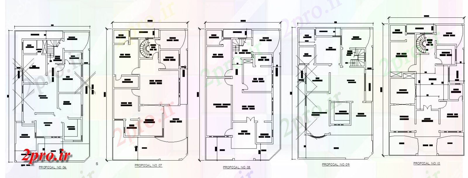 دانلود نقشه مسکونی ، ویلایی ، آپارتمان پنج ایده های مختلف 40'X70 از طرحی 2BHK خانه ، 11 در 20 متر (کد158278)