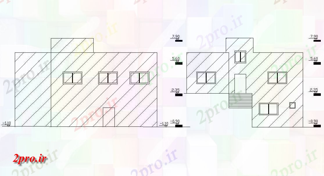 دانلود نقشه خانه های کوچک ، نگهبانی ، سازمانی - نما از طرحی    (کد158284)