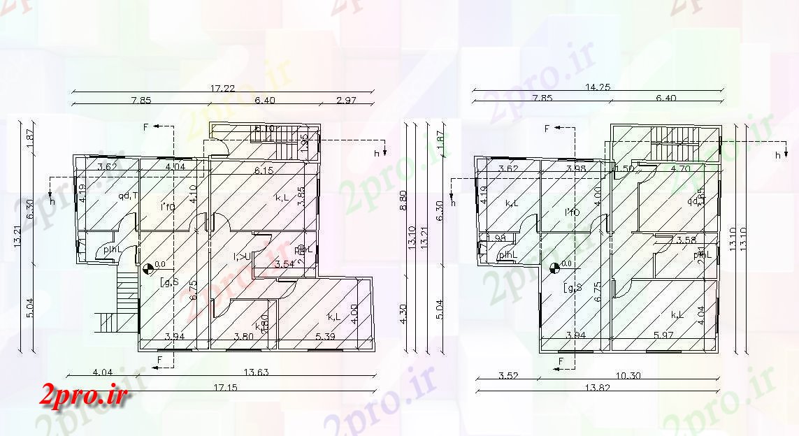 دانلود نقشه خانه های کوچک ، نگهبانی ، سازمانی - X 1321 متر ویلایی خانه طرحی طبقه 13 در 17 متر (کد158302)